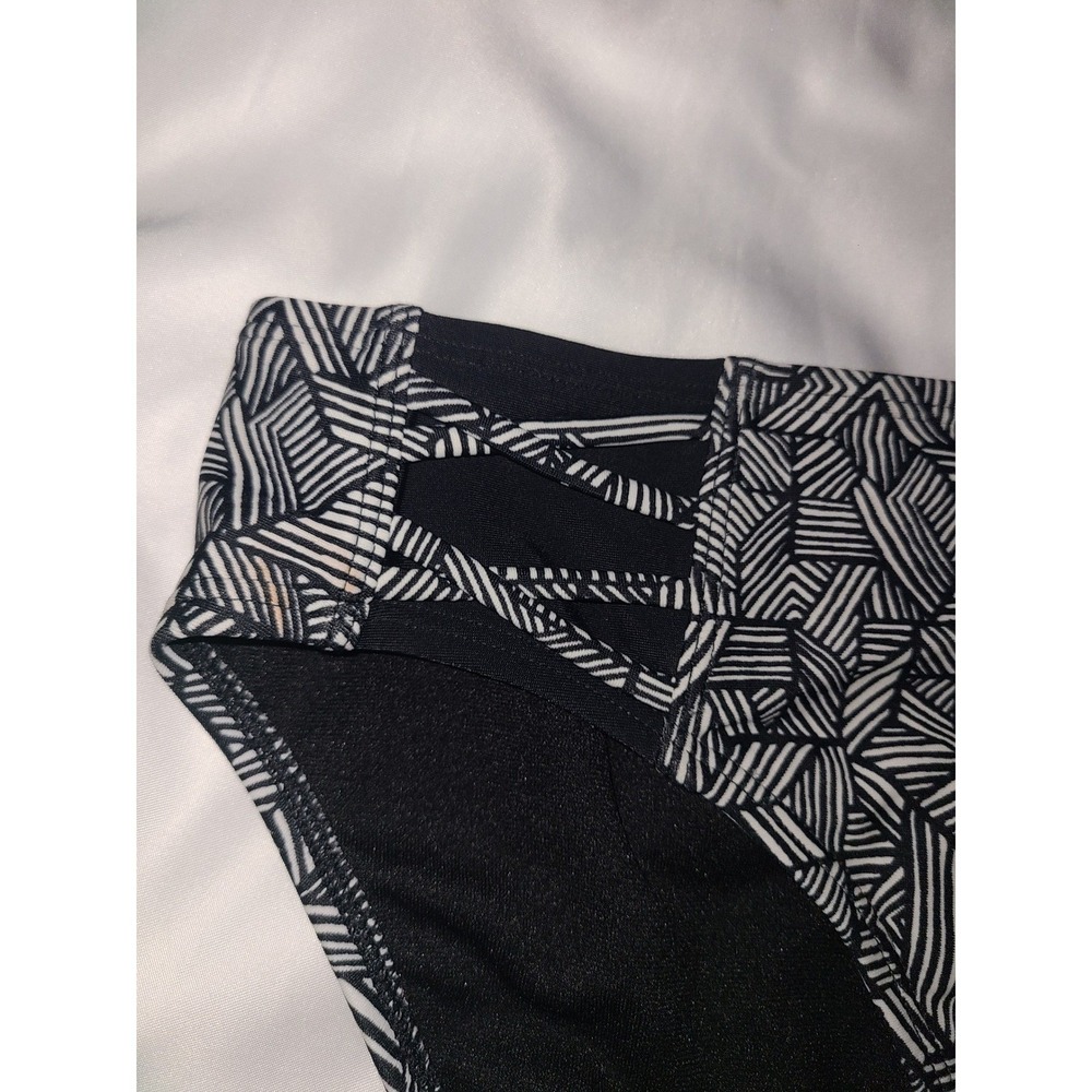 Athleta Black White Geometric Print Swimsuit Bikini Bottoms Size M - Picture 16 of 16